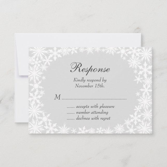 Winter Lace on Grey RSVP Card (Front)