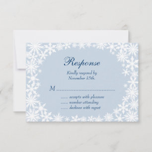 Winter Lace on Icy Blue RSVP Card