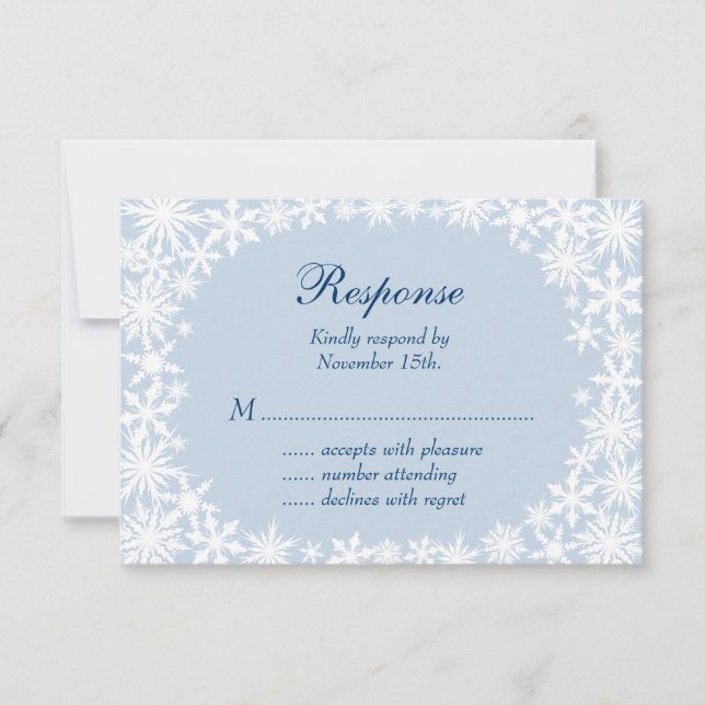 Winter Lace on Icy Blue RSVP Card (Front)