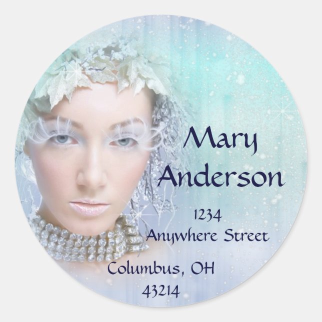 Winter Lady with Diamonds Return Address Labels (Front)