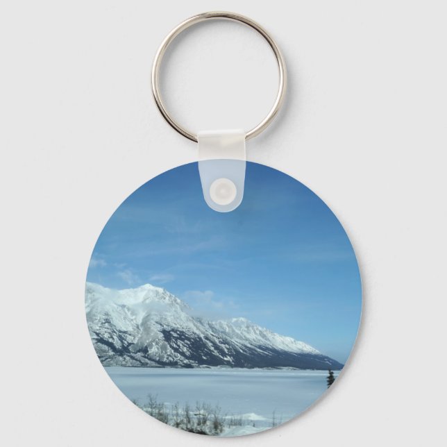 winter lake and mountains keychain (Front)