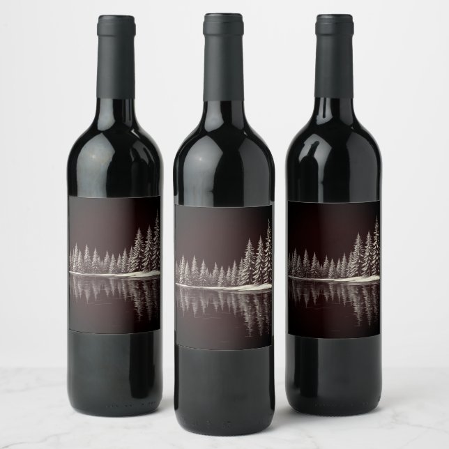  Winter Lake Throw Pillow Wine Label (Bottles)