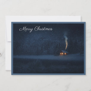 Winter Lakeside Cabin Holiday Card