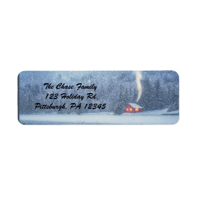 Winter Lakeside Cabin return address (Devant)