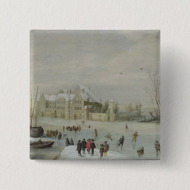 Winter Landscape 2 Inch Square Button (Front)