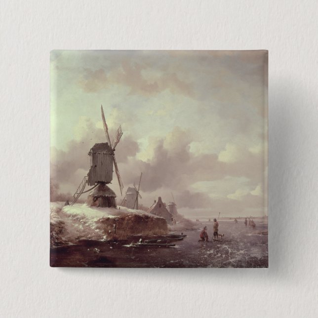 Winter Landscape 3 2 Inch Square Button (Front)