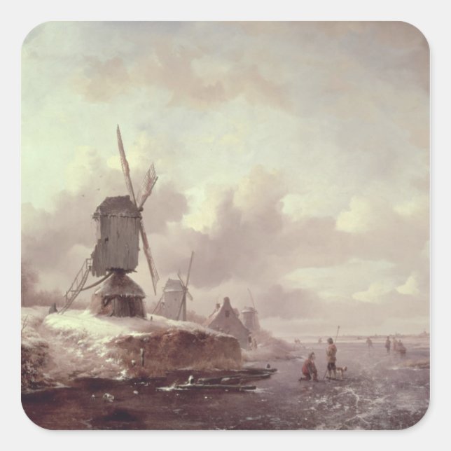 Winter Landscape 3 Square Sticker (Front)