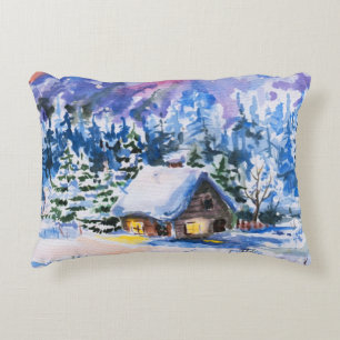 Winter landscape accent pillow