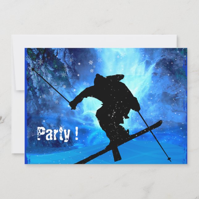 Winter Landscape and Freestyle Skier Invitation (Front)
