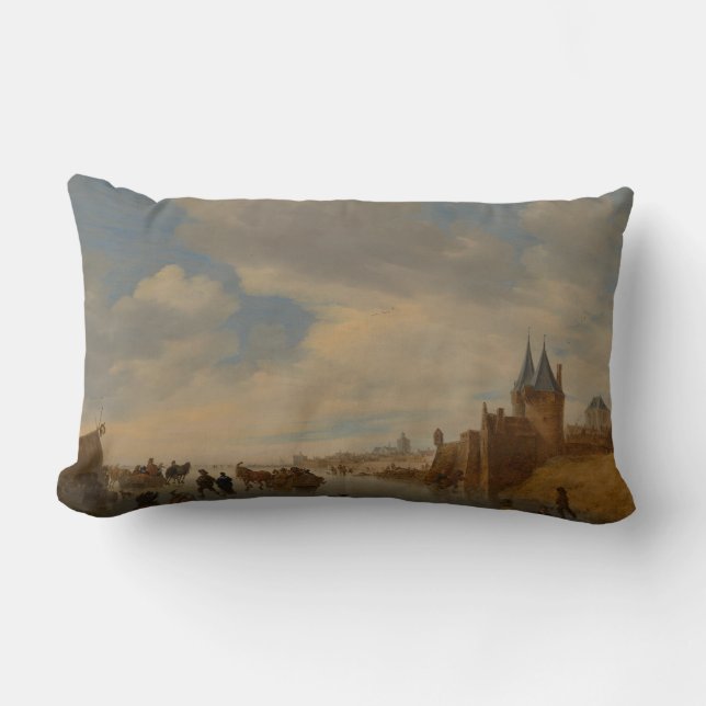 Winter Landscape at Arnhem | 1653 Lumbar Pillow (Front)