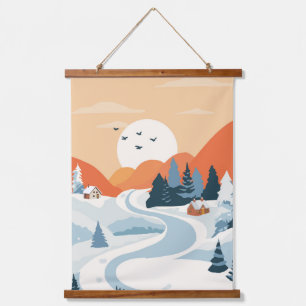 Winter landscape background hanging tapestry