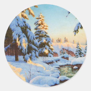 Winter landscape, Bessonof  Classic Round Sticker