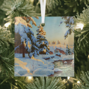 Winter landscape, Bessonof Glass Ornament