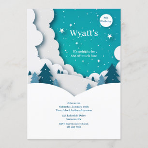 Winter Landscape Birthday Party Invitations