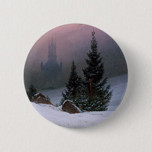 Winter Landscape (by Caspar David Friedrich) 2 Inch Round Button