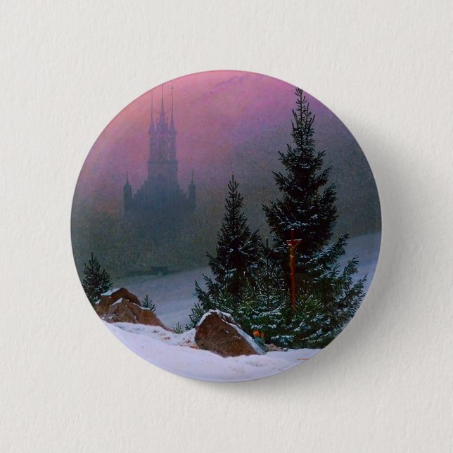 Winter Landscape Caspar David Friedrich 2 Inch Round Button (Front)