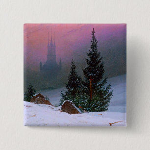 Winter Landscape Caspar David Friedrich 2 Inch Square Button