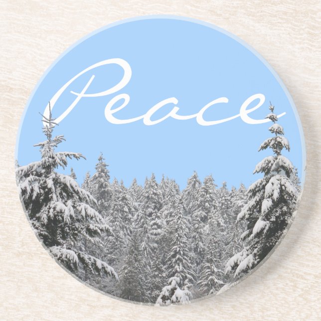 Winter Landscape Coaster Snow Covered Forest Gift (Front)