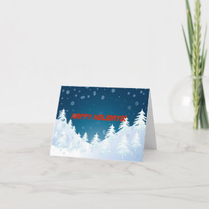 Winter landscape covered with snow holiday card