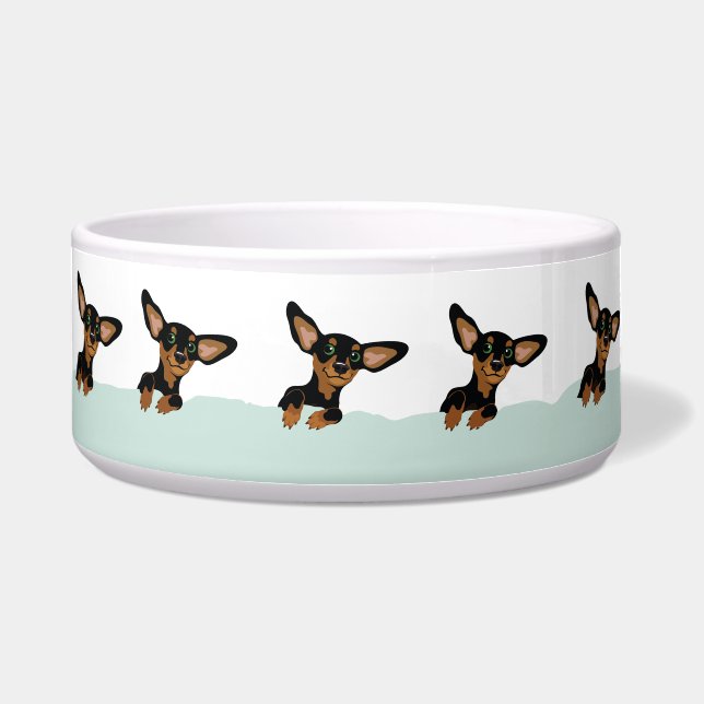Winter landscape dachshund silhouette pet bowl (Front)