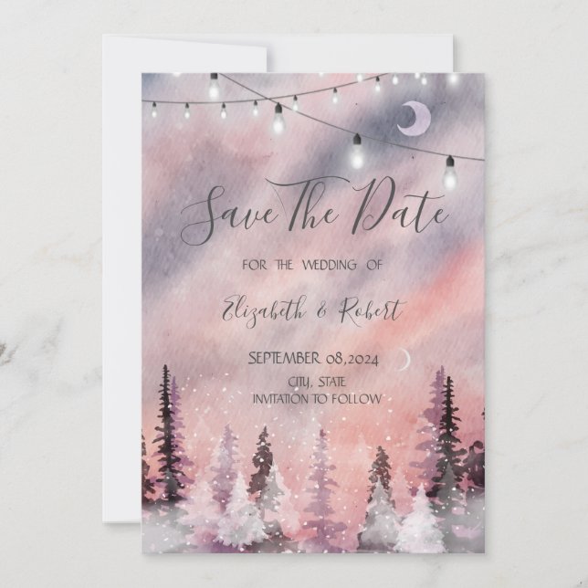 Winter Landscape Greenpine Forest Save The Date (Front)