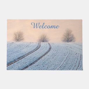 Winter Landscape Hoarfrost Personalized Welcome Doormat