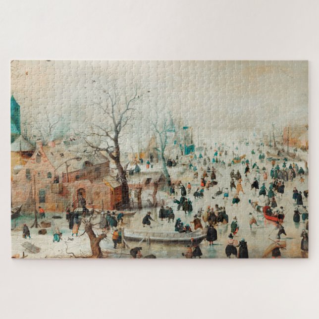 Winter Landscape Ice Skaters 1608 Hendrick Avercam Jigsaw Puzzle (Horizontal)