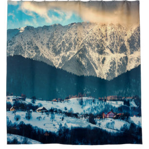 Winter landscape in Carpathian Mountain. Bran, Rom