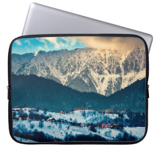 Winter landscape in Carpathian Mountain. Bran, Rom Laptop Sleeve