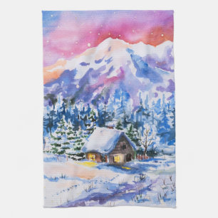 Winter landscape kitchen towel