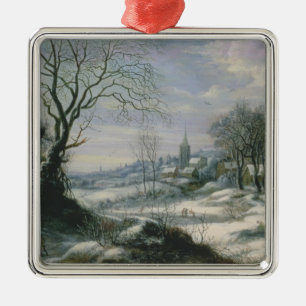 Winter landscape metal ornament