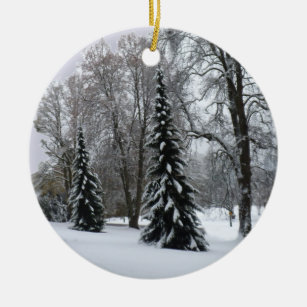 Winter Landscape Ornament  Snow Trees Decorations