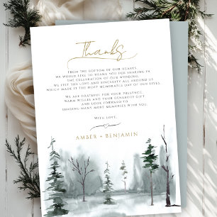 WINTER Landscape Pine Forest Woodland SlateWedding Thank You Card