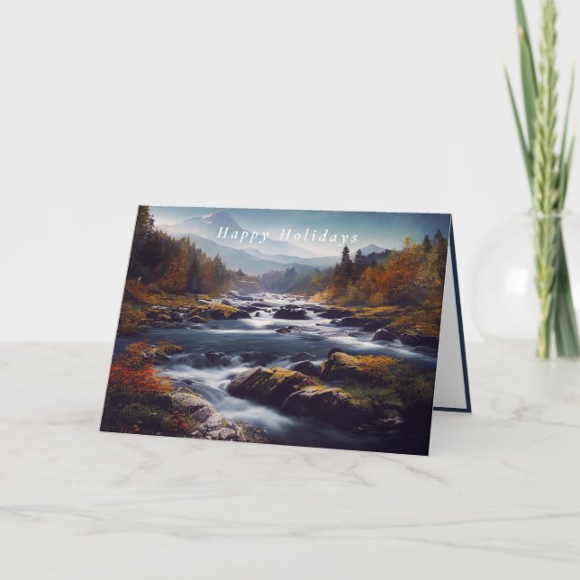 Winter Landscape Rocky River Mountains Card (Front)