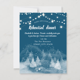 Winter Landscape Snow Rehearsal Dinner Invitation