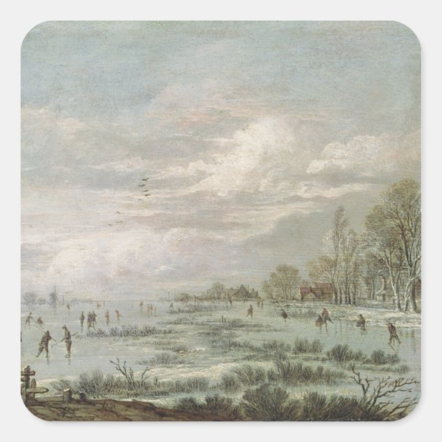 Winter Landscape Square Sticker (Front)