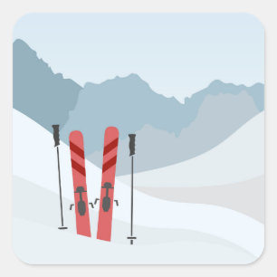 Winter landscape square sticker