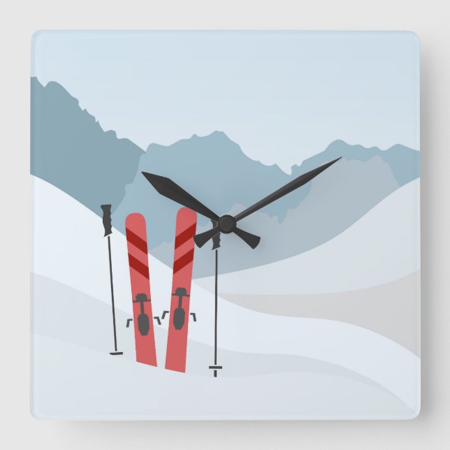 Winter landscape square wall clock (Front)