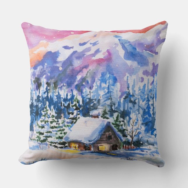 Winter landscape throw pillow (Front)