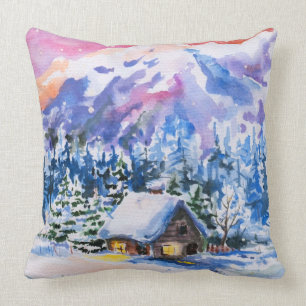 Winter landscape throw pillow