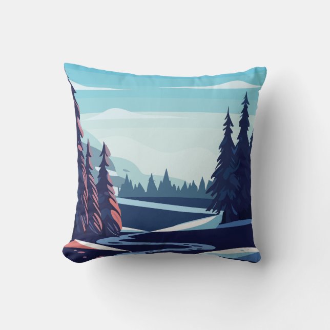 Winter landscape throw pillow (Front)