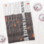 Winter Landscape Tree Art Kitchen Towel<br><div class="desc">The Last of the Leaves.  Minimalist contemporary landscape painting featuring a tree in late autumn or fall,  at the beginning of winter with bright colourful falling leaves on a monochrome black and white abstract background. Original art by Nic Squirrell.</div>