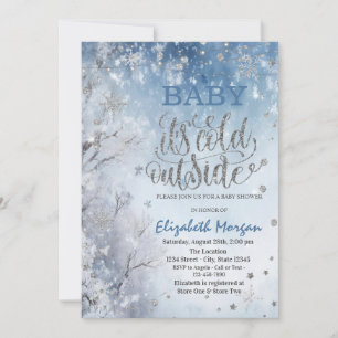 Winter Landscape Tree Baby Shower Invitation