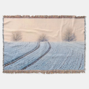 Winter Landscape Trees with Hoarfrost cozy Blanket