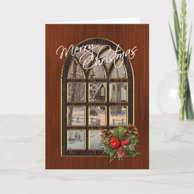 Winter Landscape Window Christmas Card (Front)