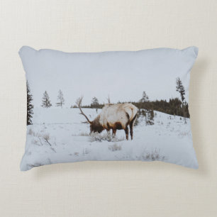 WINTER LANDSCAPE WITH A DEER ACCENT PILLOW
