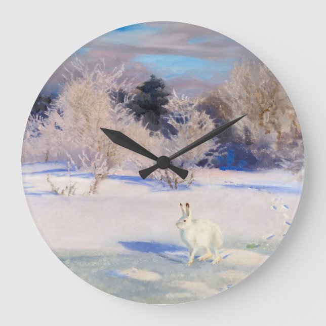 Winter Landscape with a White Hare by B. Liljefors Large Clock (Front)
