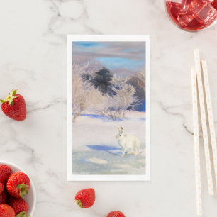 Winter Landscape with a White Hare by B. Liljefors Napkin