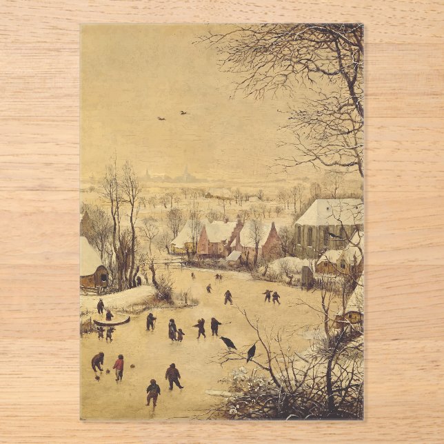 Winter landscape with bird trap by Pieter Brueghel Acrylic Invitations (Front)