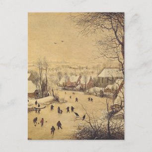 Winter landscape with bird trap by Pieter Brueghel Postcard
